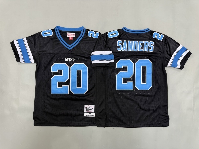 Youth Detroit Lions #20 Sanders Black Throwback Limited Nike NFL Jersey 01->youth nfl jersey->Youth Jersey